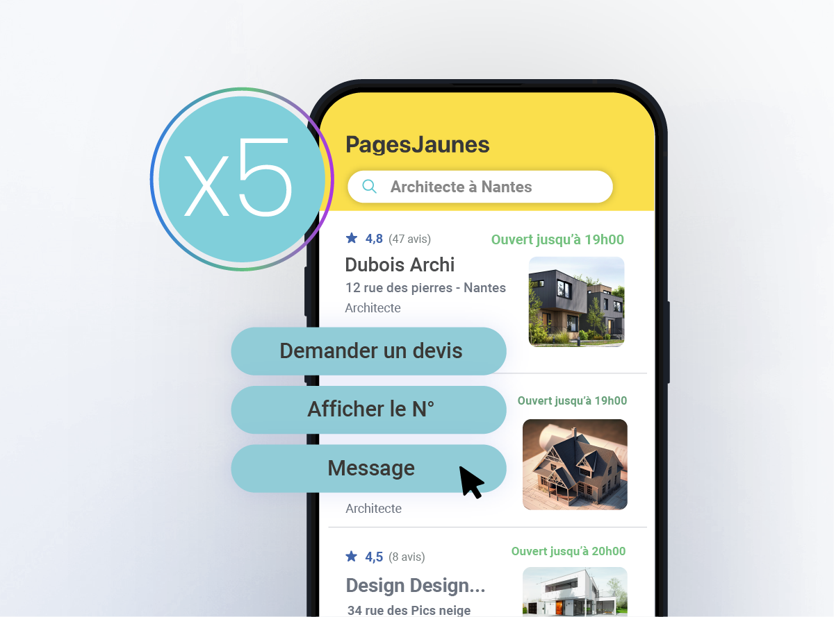 5 fois plus de contacts avec Référencement Prioritaire PagesJaunes